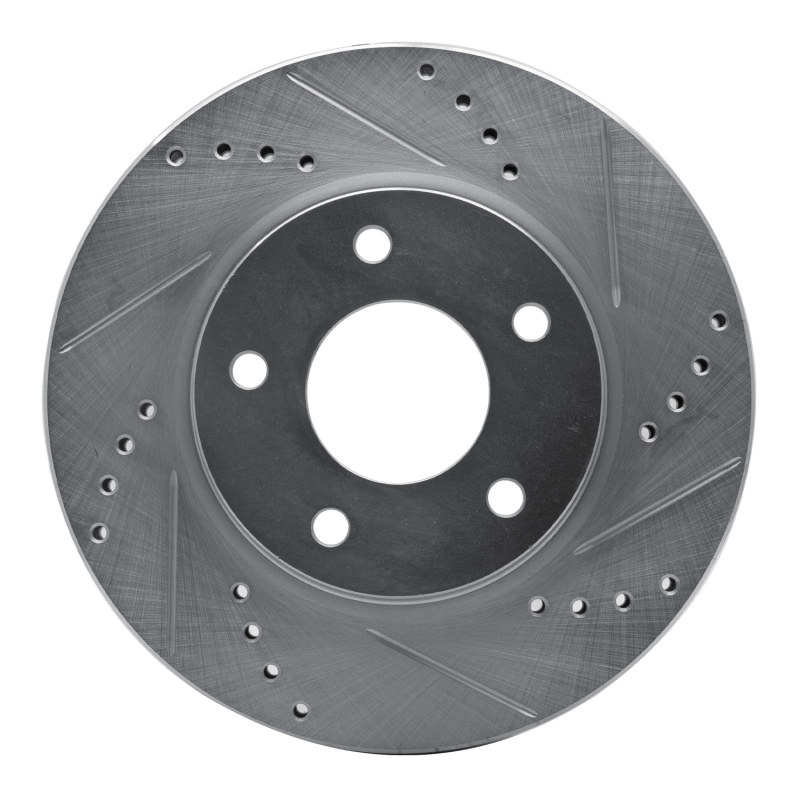 Dodge Caliber Brake Rotor (1) - Front Right - R1 Concepts - Drilled & Slotted - Silver - `07-`17